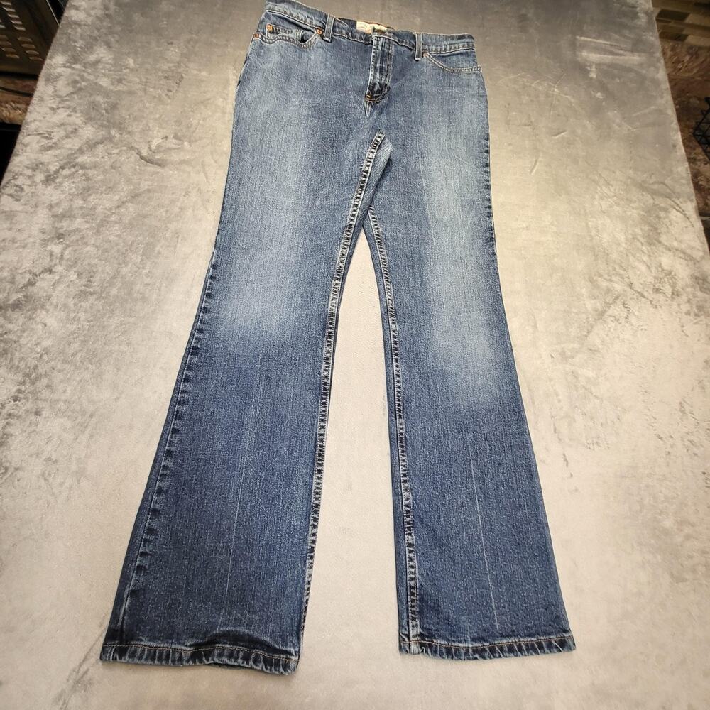 Old Navy Jeans Womens 10 Blue Bootcut Low Rise Stretch Distressed Stretch Denim